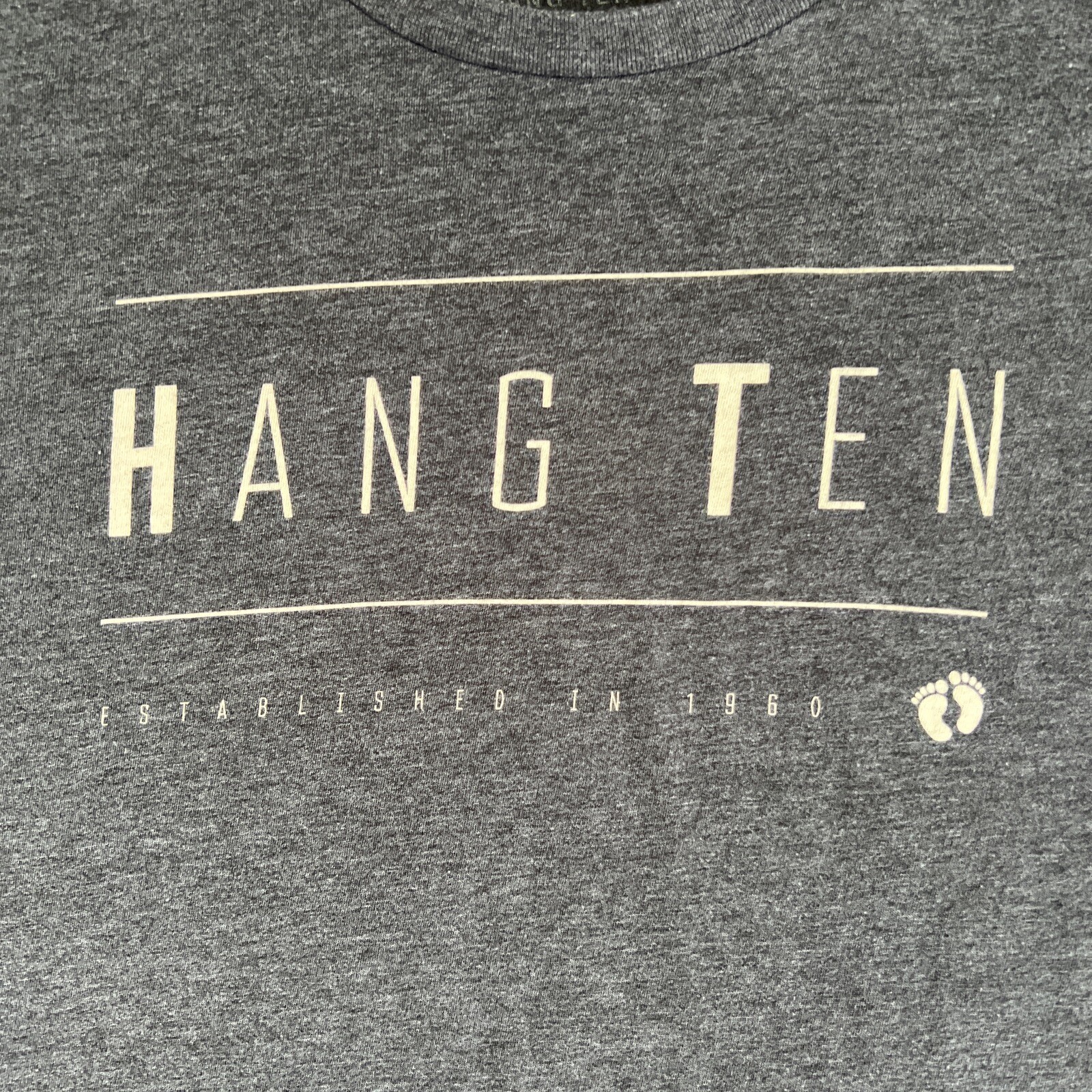 Hang Ten T Shirt Men's Size Large Charcoal Gray Est 1960 California Surf 0174 gallery