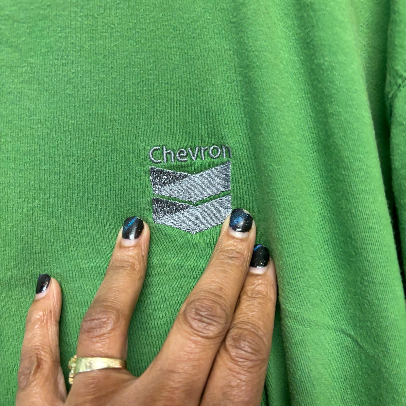 Port Authority Chevron Green Tee Shirt Embroidered Logo XL Corporate Merch gallery