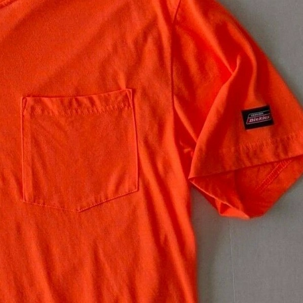 DICKIES Genuine Pocket T-Shirt Orange S/S Men's Size Medium EUC gallery