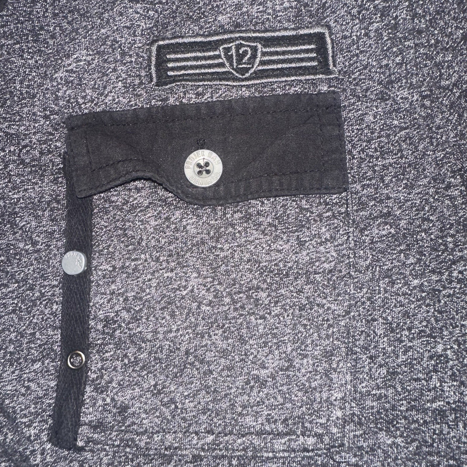 PROJEK RAW Mens M Urban Tactical Style Henley Shirt Heather Gray Zip Utility Y2K gallery