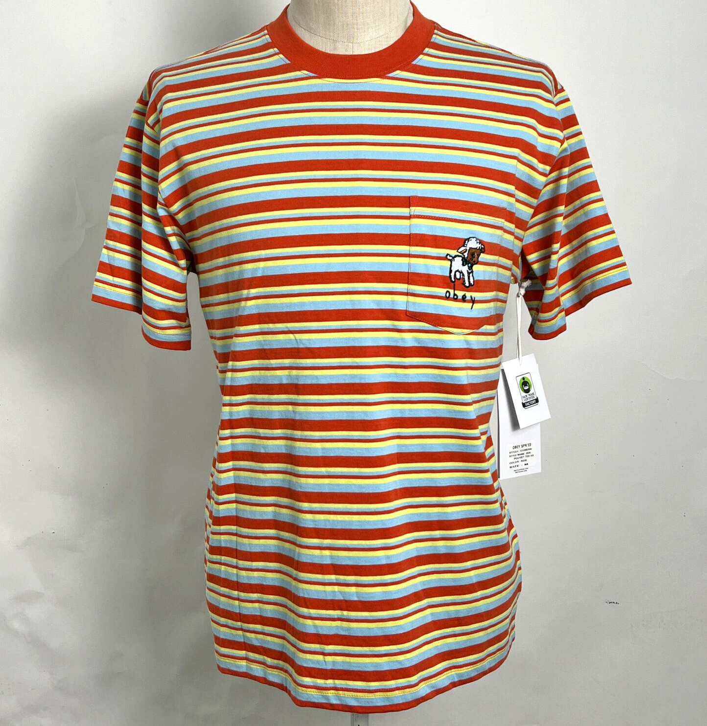 Obey Men's Knit Pocket T-Shirt Doe Burnt Orange/Multi Size M NWT Shepard Fairey gallery