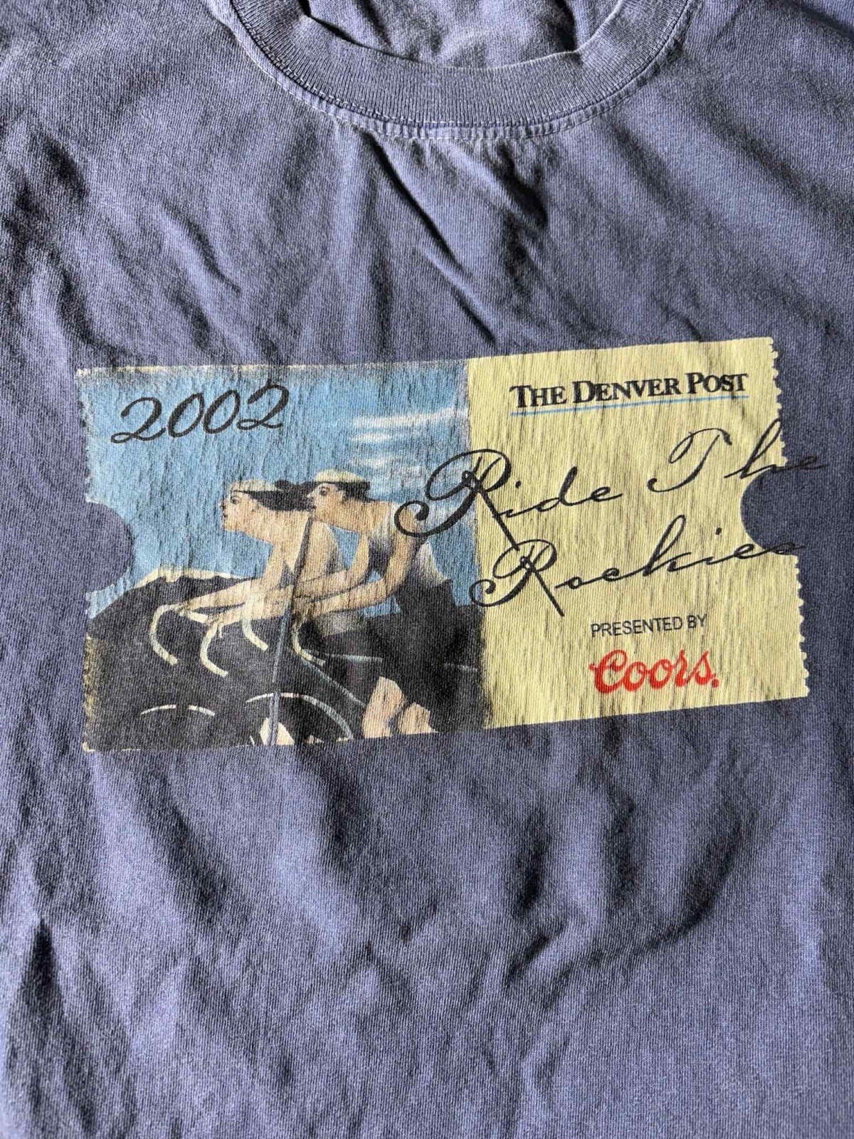 Vintage Y2K Denver Post Office 2002 Post Card Graphic Blue Shirt Size XL!!!! gallery