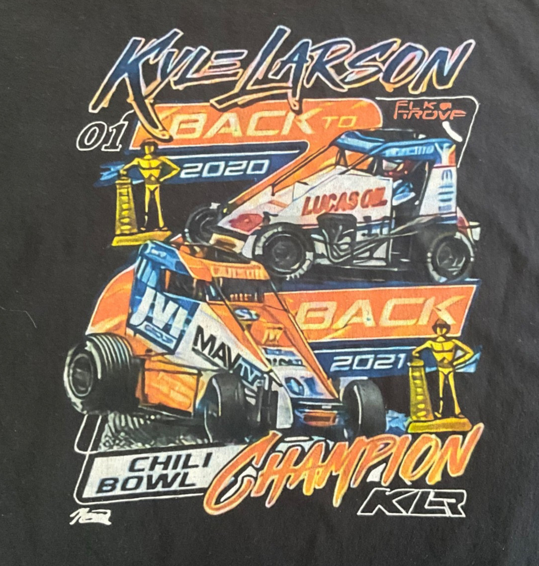 2020 2021 Kyle Larson Chili Bowl Back to Back Champion Long Sleeve Shirt KLR XL gallery