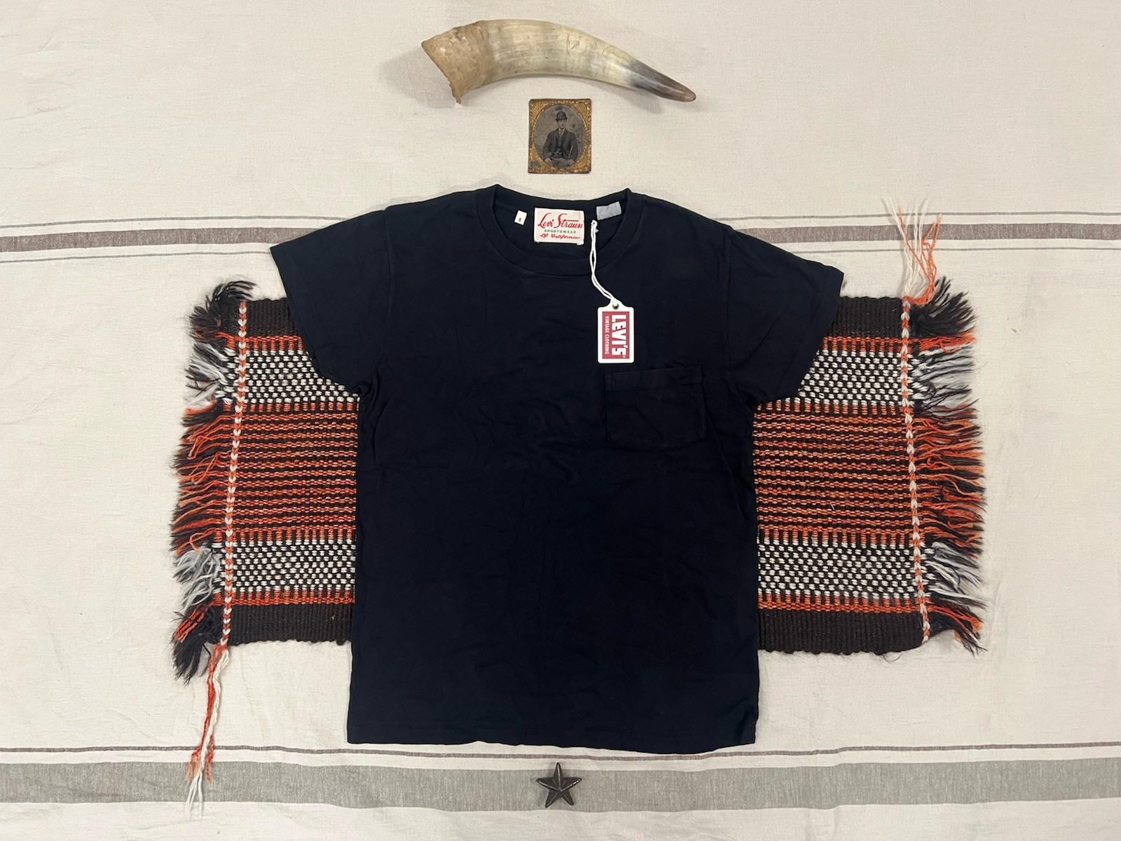 LVC T-Shirt S 50s Sportswear Black New Tags BNWT Levi's Vintage Clothing 36 Slim gallery