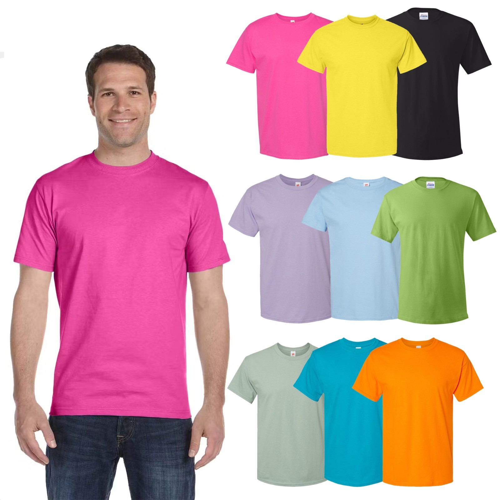 Hanes Essential-T T-Shirt for Men, Short Sleeve, Mix Color, 9-Pack, Sizes S-5XL gallery