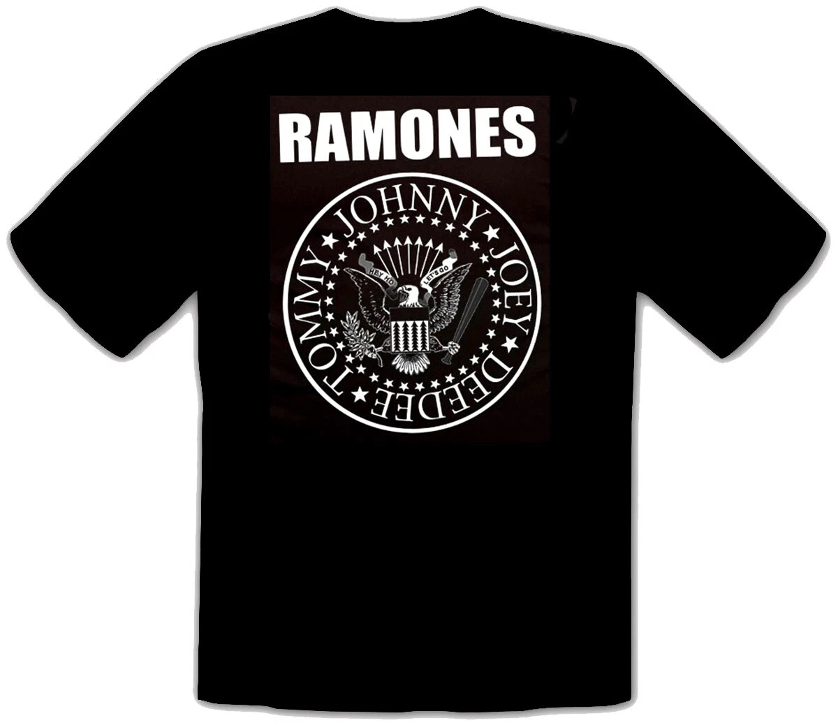 Ramones – HEY HO LETs Go Logo Rock Musik schwarz T-Shirt HOT ITEM (On Back)