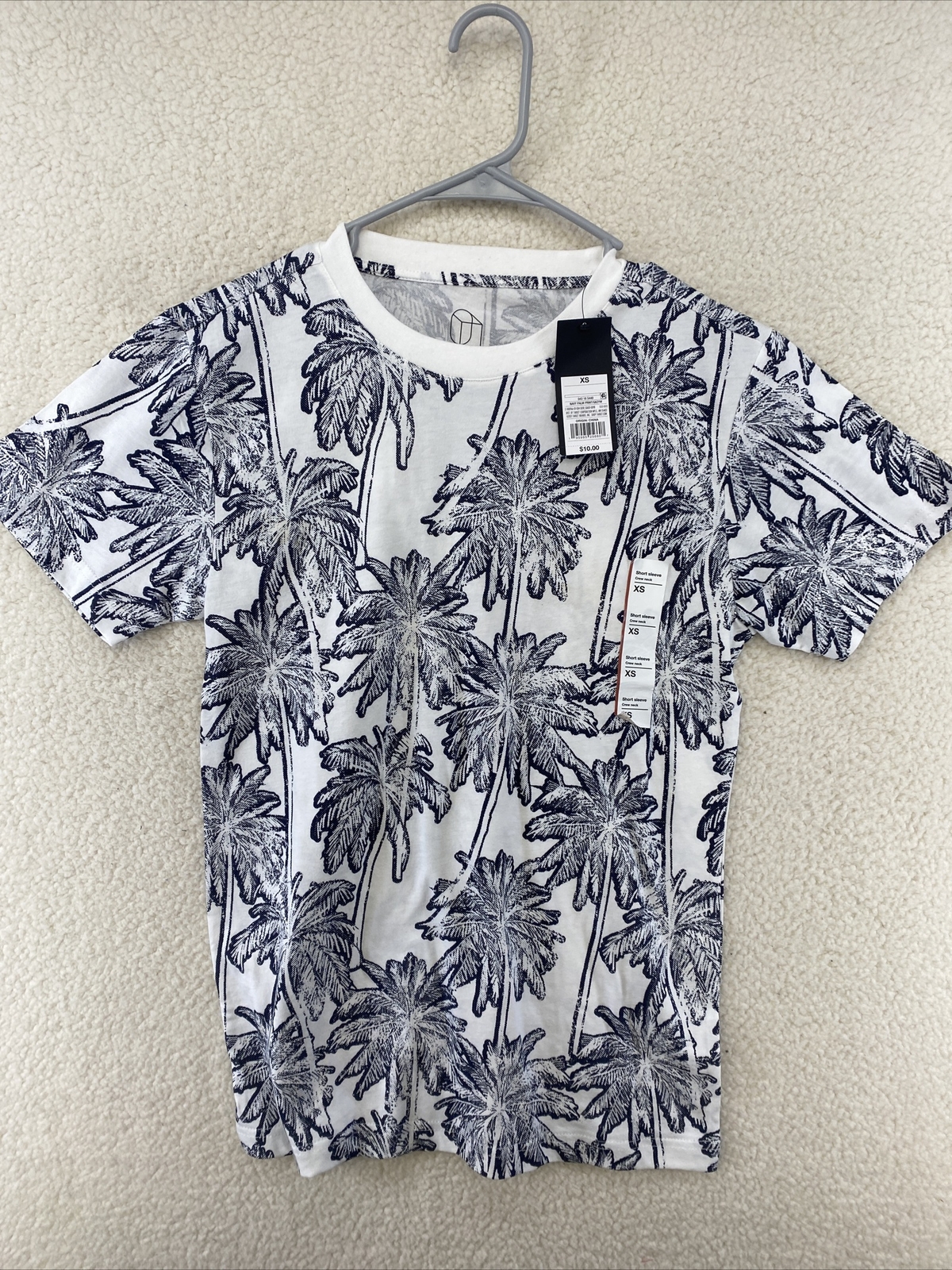 Mens Original Use sz XS White/Navy Blue Palm Tree Print T-Shirt New