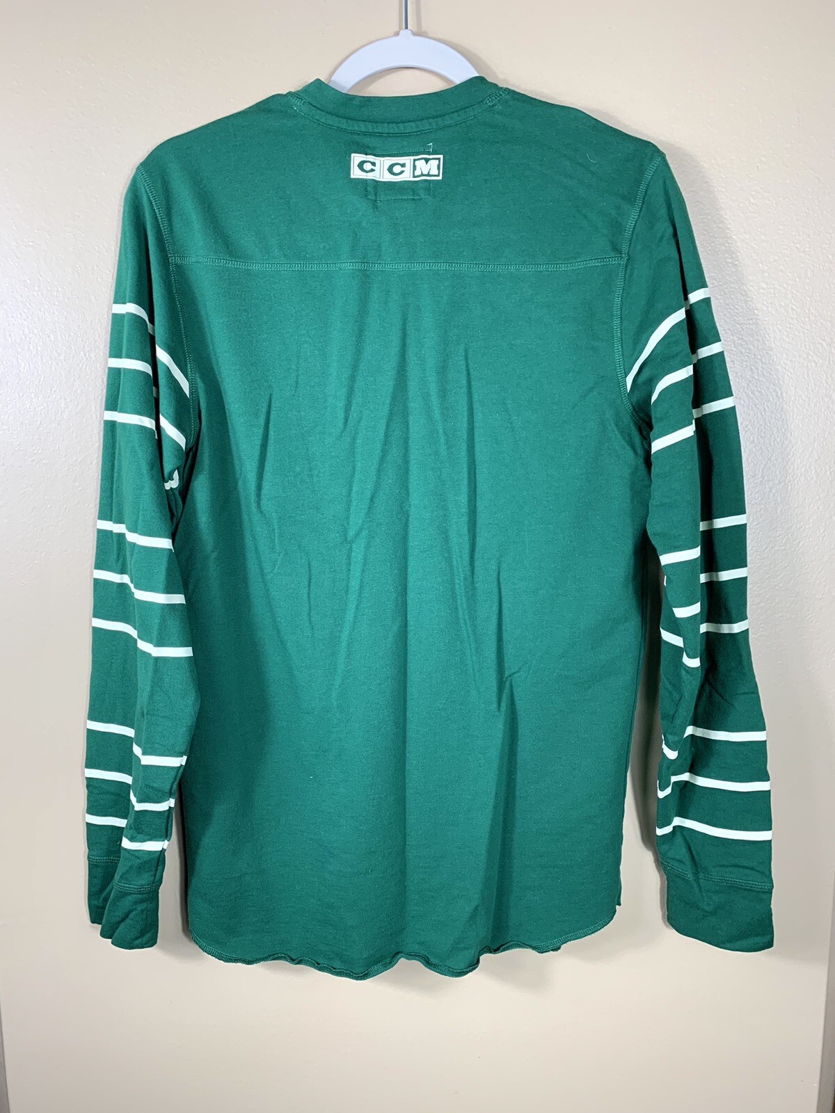 NHL MN WILD CCM Throwback 3-Button Henley Long Sleeve T-Shirt Men's SMALL gallery
