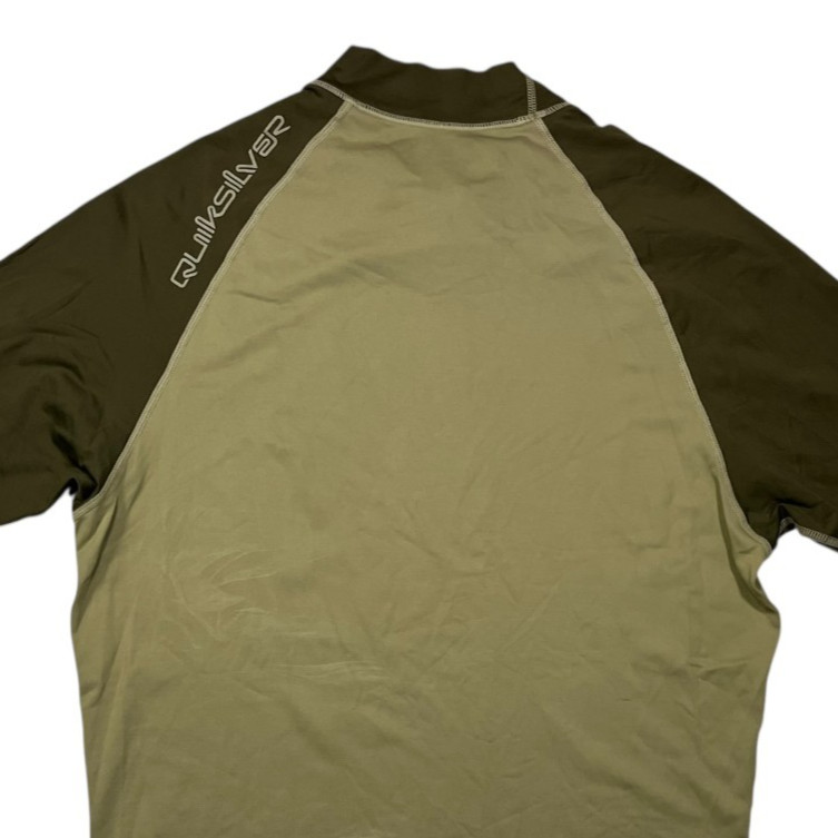 QUIKSILVER Brown Nylon/Spandex UV-TECH RASH GUARD Beach Surf Sun Gym Shirt Sz L gallery