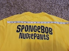Vintage 2002 Nickelodeon SpongeBob SquarePants Nudie Pants Yellow TShirt Size M