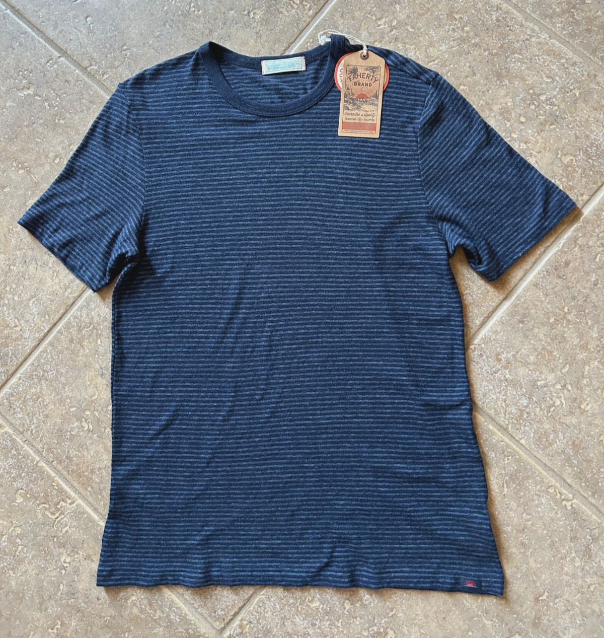 Faherty Vintage Chambray Tee T Shirt Men's XXL Navy Cove Striped $78 NWT gallery