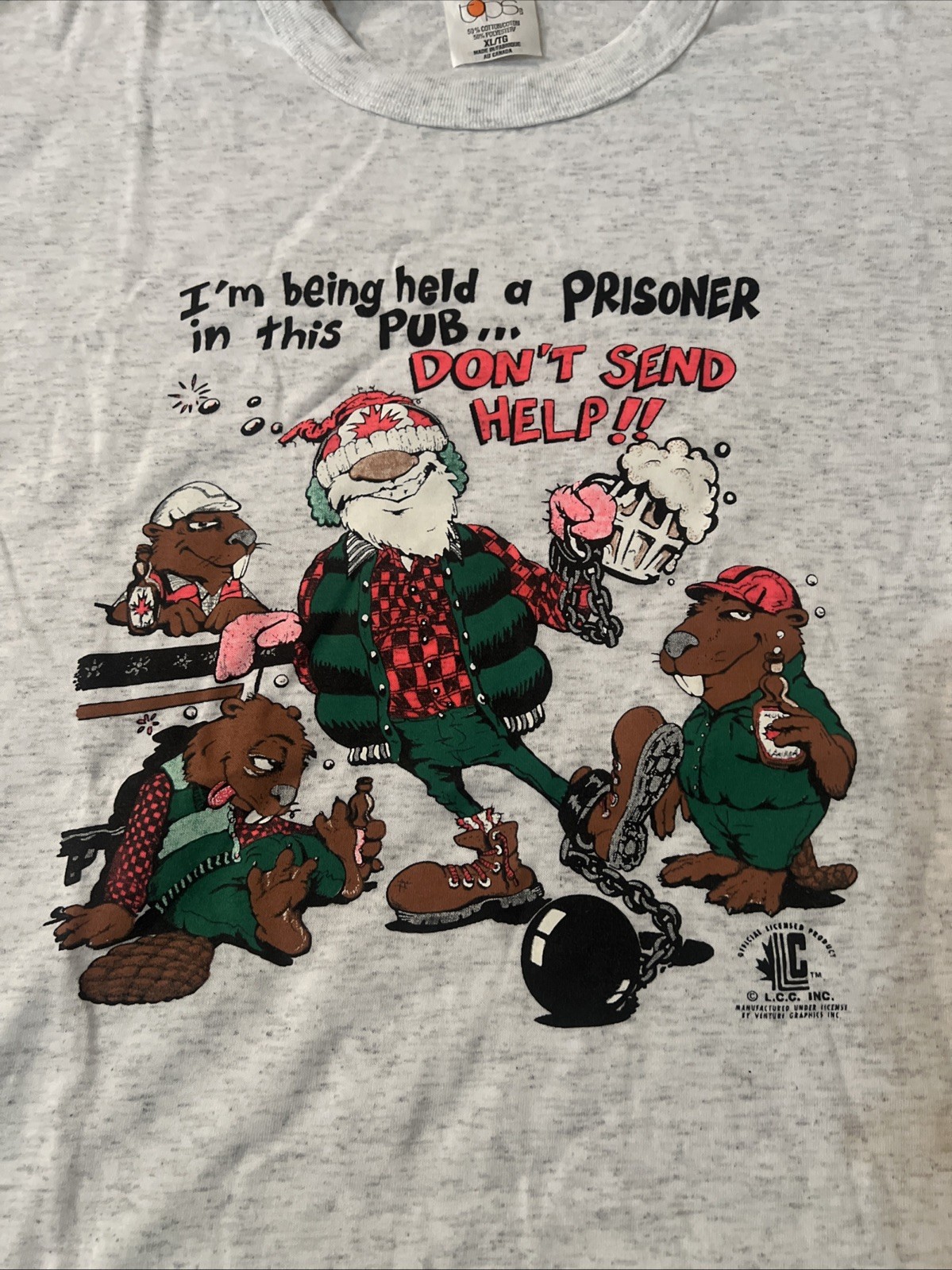 Vintage XL Canada Beer Pub Comedy Graphic T-shirt Beavers And Lumber Jack gallery
