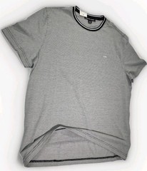 Men Large White/Blck Michael Kors SHRT SLV Ribbed Crew Neck Knitted T Shirt NWT