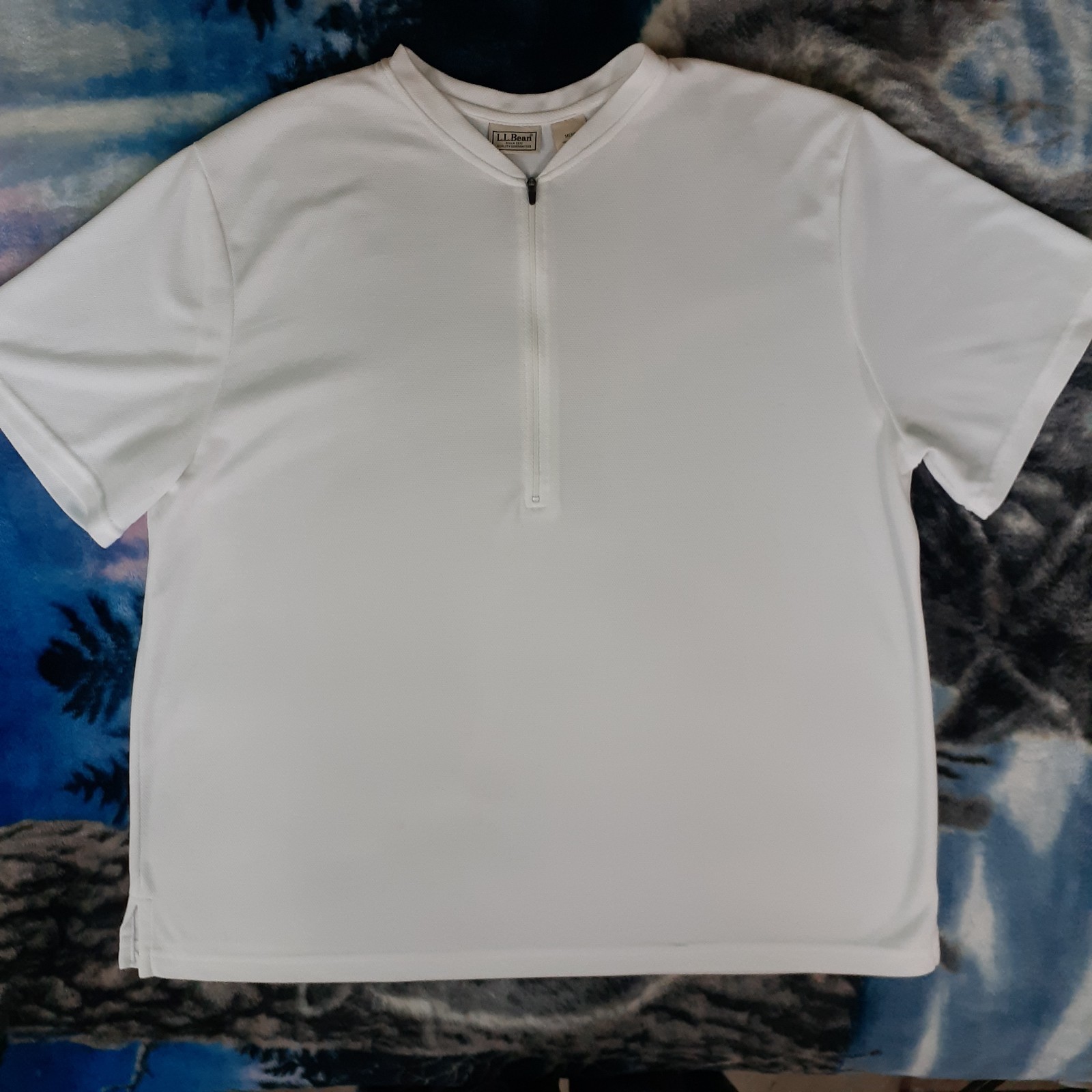 L.L. Bean 1/4 Zip Tee Shirt Mens XL White Short Sleeve Lightweight Preppy Casual gallery