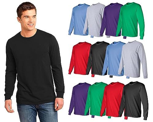 BILLIONHATS Mens Long Sleeve Colorful T-Shirts , Crew Neck Bulk Tees for Men gallery