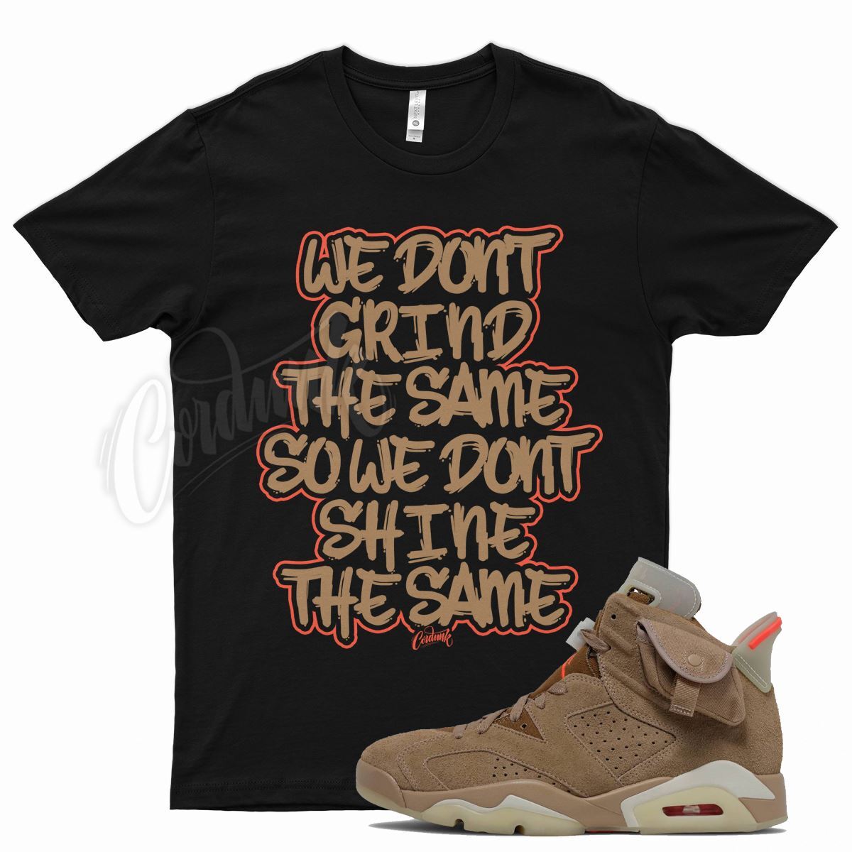 Black GRIND T Shirt for J1 6 British Khaki Travis Scott Cactus Jack 4