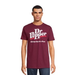 Dr. Pepper Men’s Maroon Graphic Print Short Sleeve Crewneck T-Shirts Tee: S-3XL