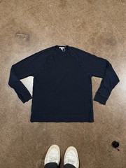 James perse raglan long sleeve thin 100% cotton made in usa navy Raglan LS Tee