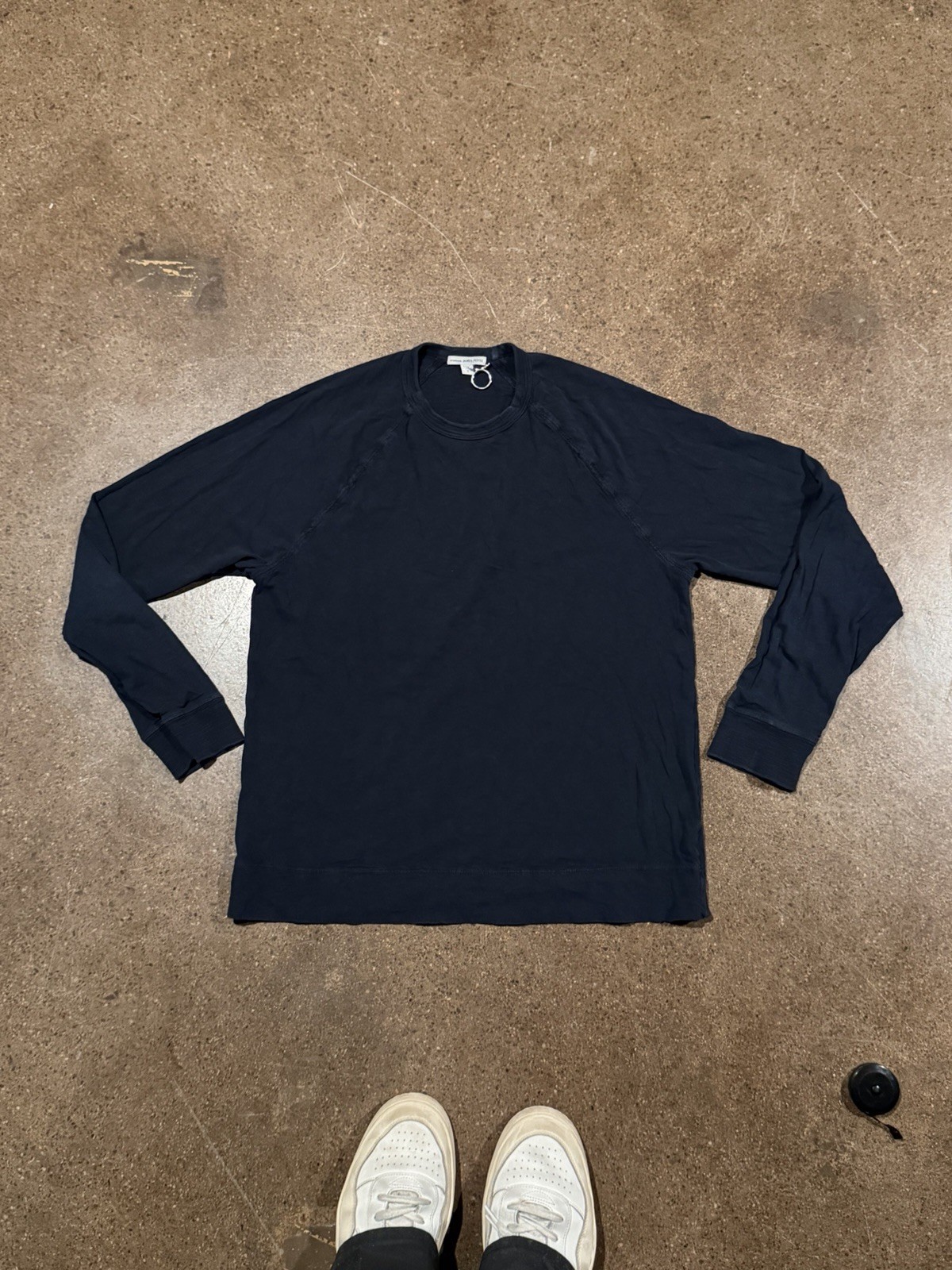 James perse raglan long sleeve thin 100% cotton made in usa navy Raglan LS Tee