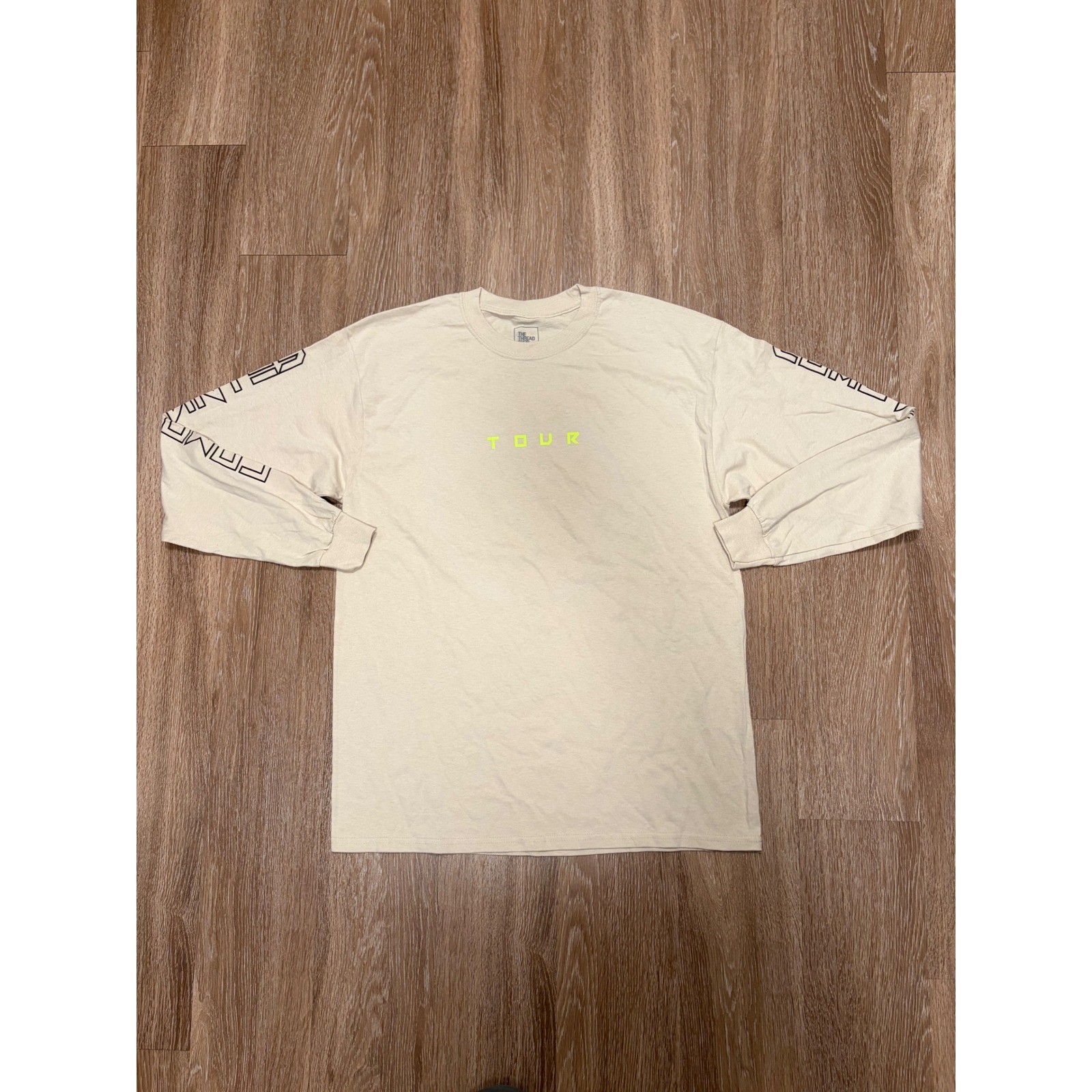 The Thread Shop Mens Tour Graphic Long Sleeve T-Shirt Beige Neon Large L gallery