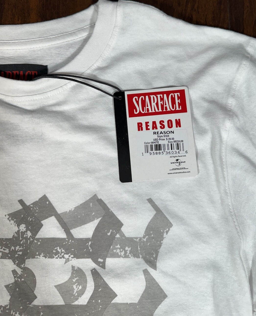 REASON Scarface Tony Montana Old English Shirt White Men’s Size M *NEW* gallery