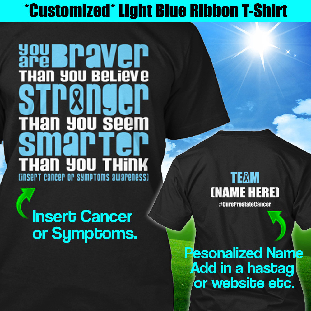 Personalized Prostate Cancer Awareness T-Shirt Braver Light Blue Ribbon Custom gallery