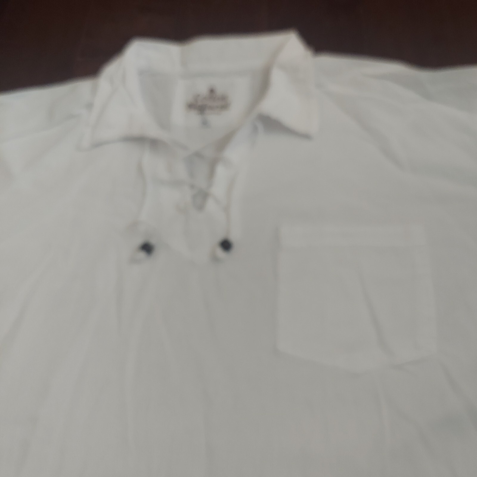 Cotton Natural Men's White Front Pocket Drawstrings Beads Shirt - Size 3XL gallery