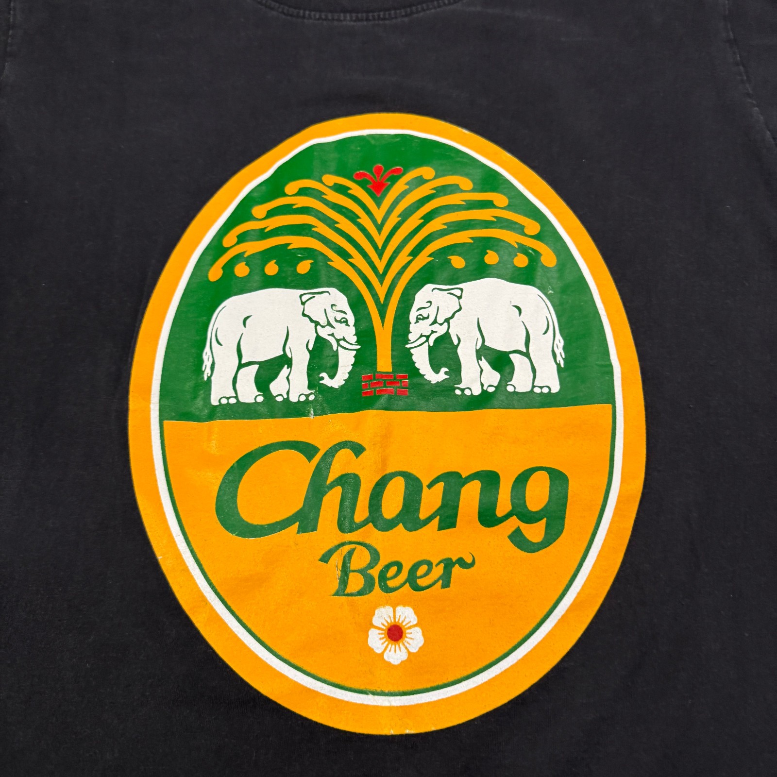 Chang Beer T Shirt L Black Yellow Elephant Tree Thailand Lager Logo Graphic gallery