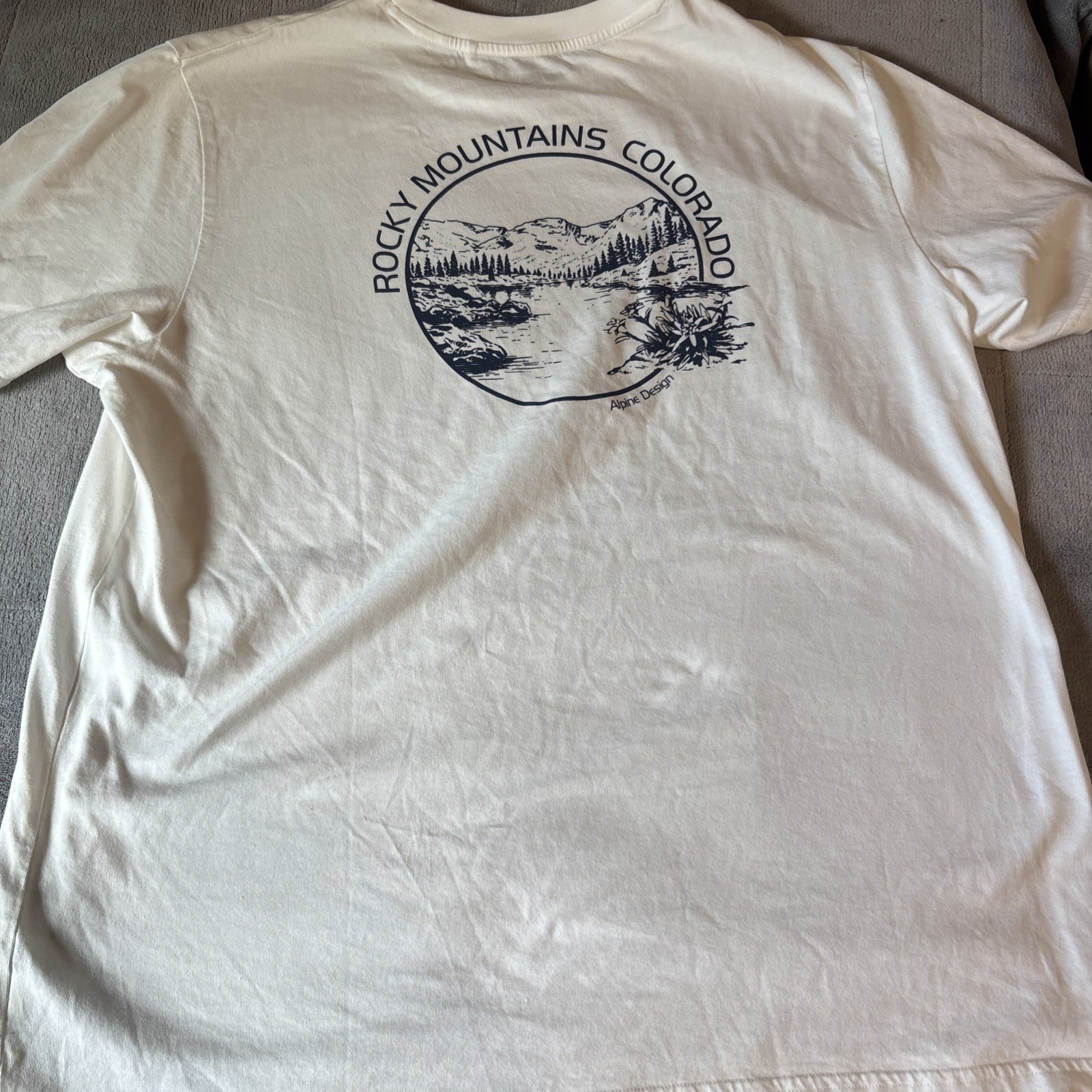 Alpine Design Organic Cotton Rocky Mountains Colorado Mens T Shirt Size XL White