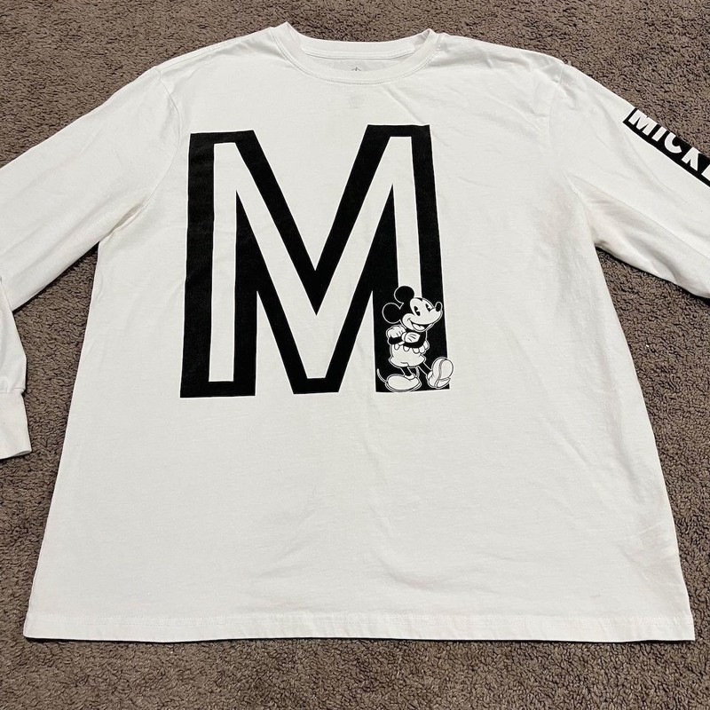 Disney Mickey Mouse Graphic Long Sleeve Crewneck T-Shirt Men's XL White Tee gallery