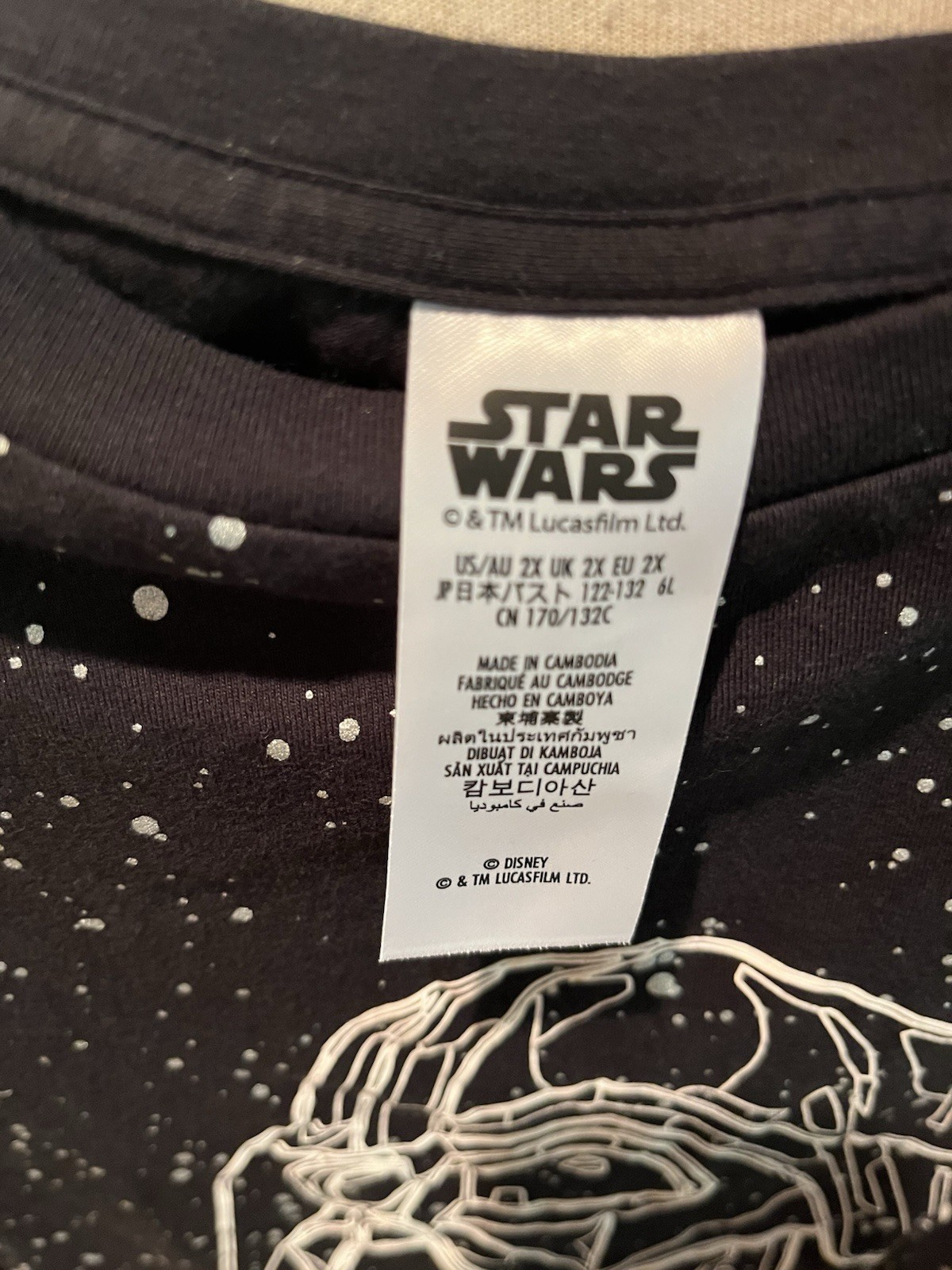 Great Oversized Men’s Tee Star Wars Darth Vader Speckled Starfield Design 2X gallery