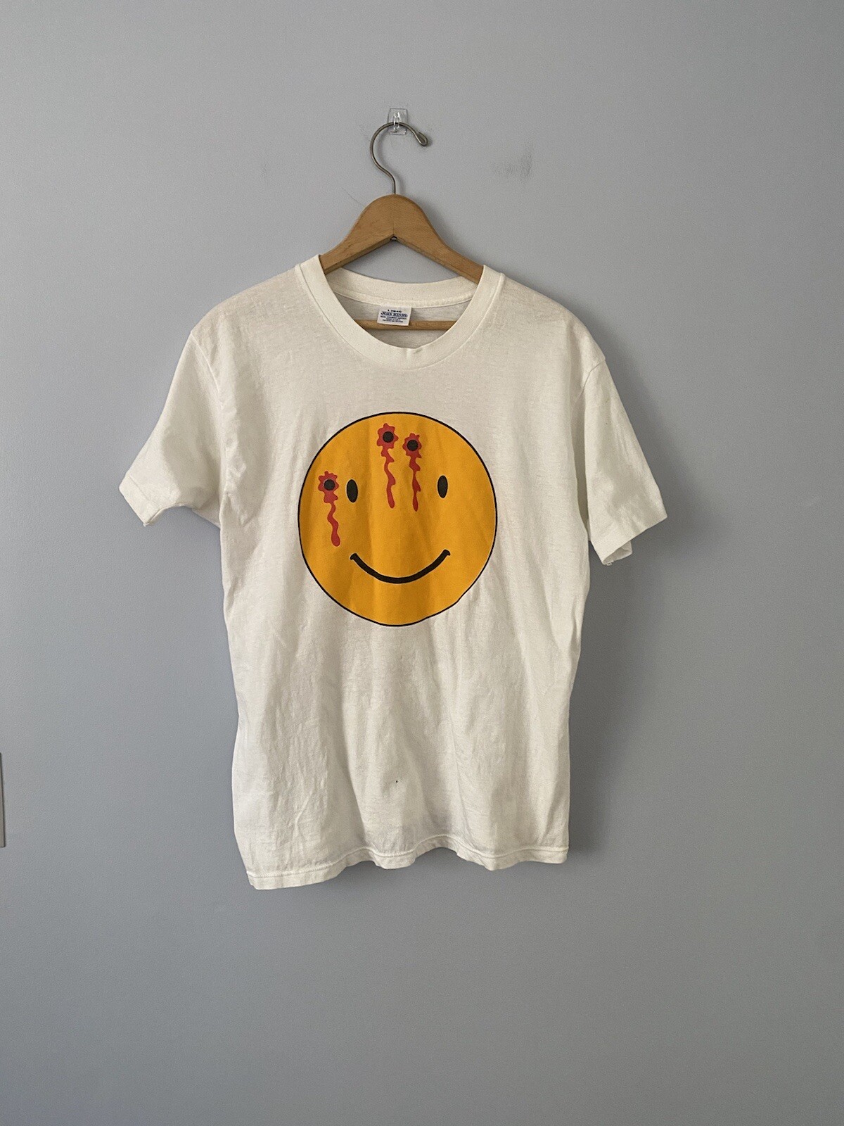 Vintage Headshot Smiley Face T-shirt Sz Large (fits smaller) Made in USA Grunge gallery