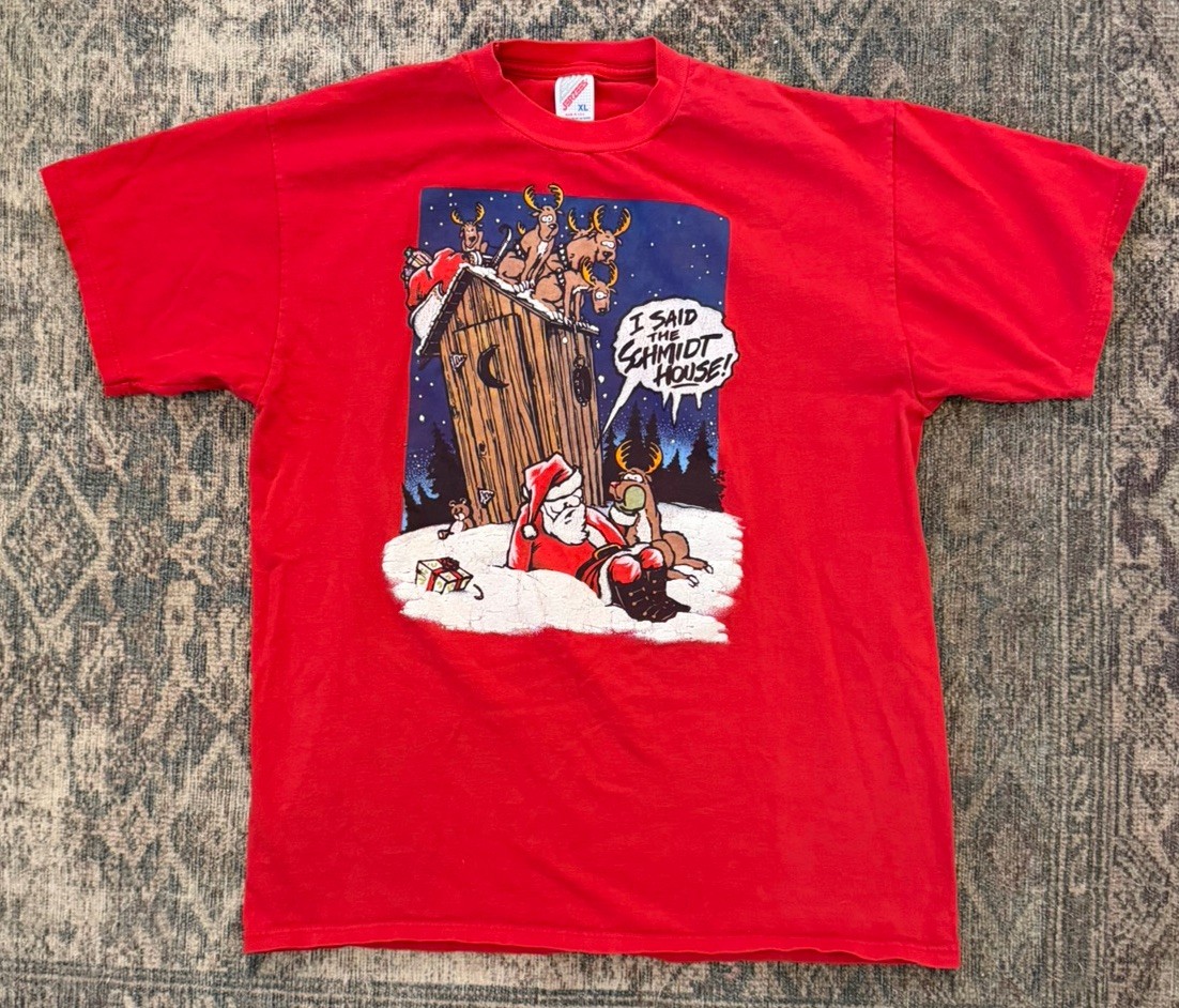 Vintage Christmas “Schmidt House” Santa Rudolph 90s Jerzees T-Shirt XL Comics gallery