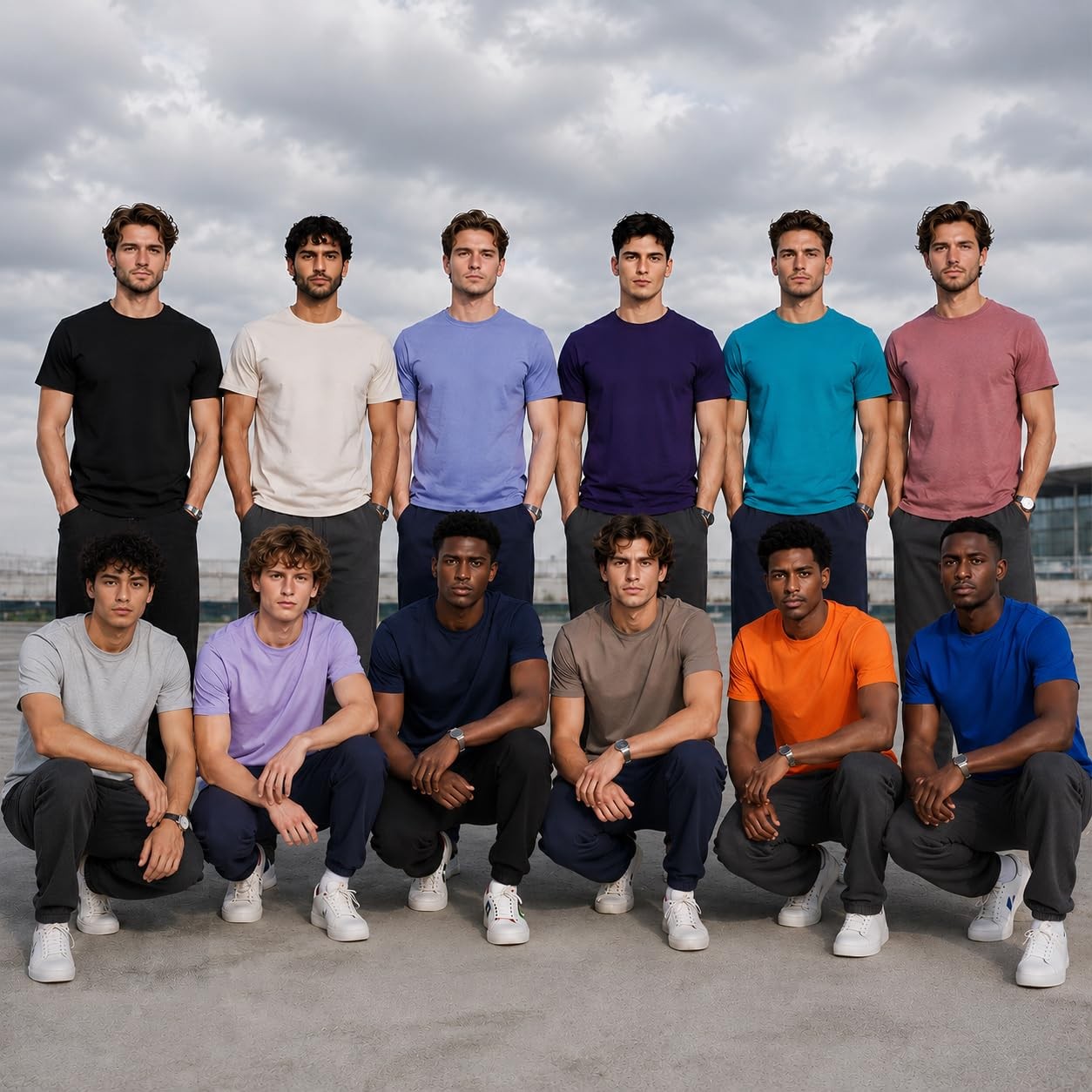 BILLIONHATS 24 Pack 12 Mens Jogger Pants & 12 Assorted T-Shirts, Bulk Wholesale gallery