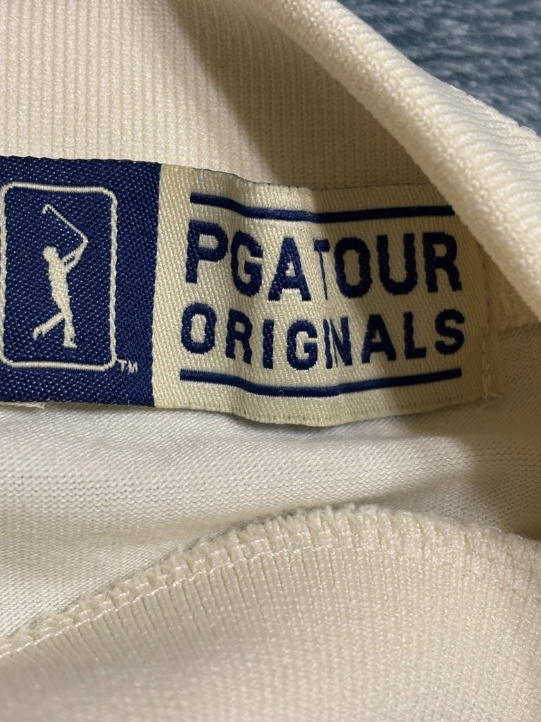 PGA Tour Originals Mock Neck Shirt Men's Size M Cream Off-White Golf Tee gallery