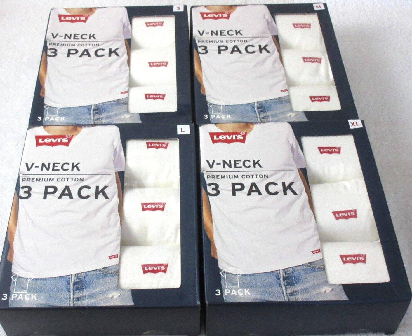 Levi's Men's V-Neck Premium Cotton 3 Pack Tee shirts White NIB Ships Free gallery
