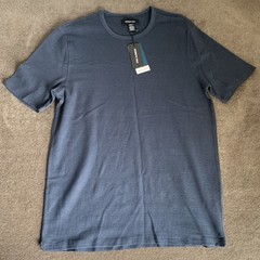 Kenneth Cole Men’s Small S Slim-Fit Textured T-Shirt Navy Blue 4 Way Stretch