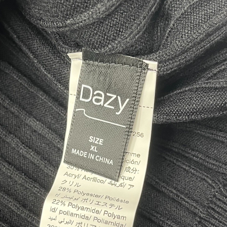 Dazy Black Ribbed Knit Long Sleeve Collared T-Shirt Men's Size X-Large NEW gallery