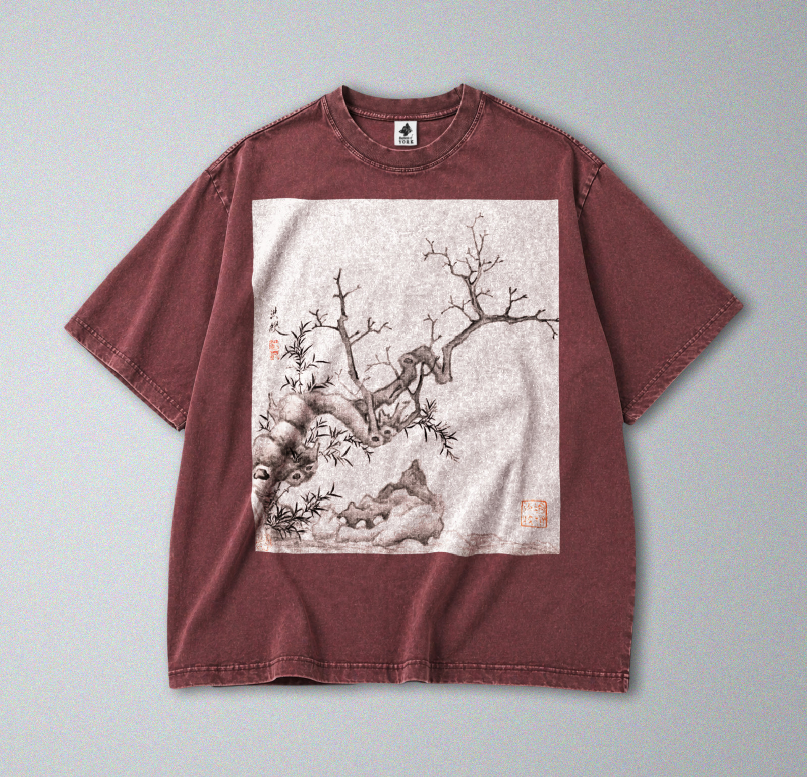 100% Cotton Tee - Unisex Retro Oversized Fit - Chinese Botanical Print gallery