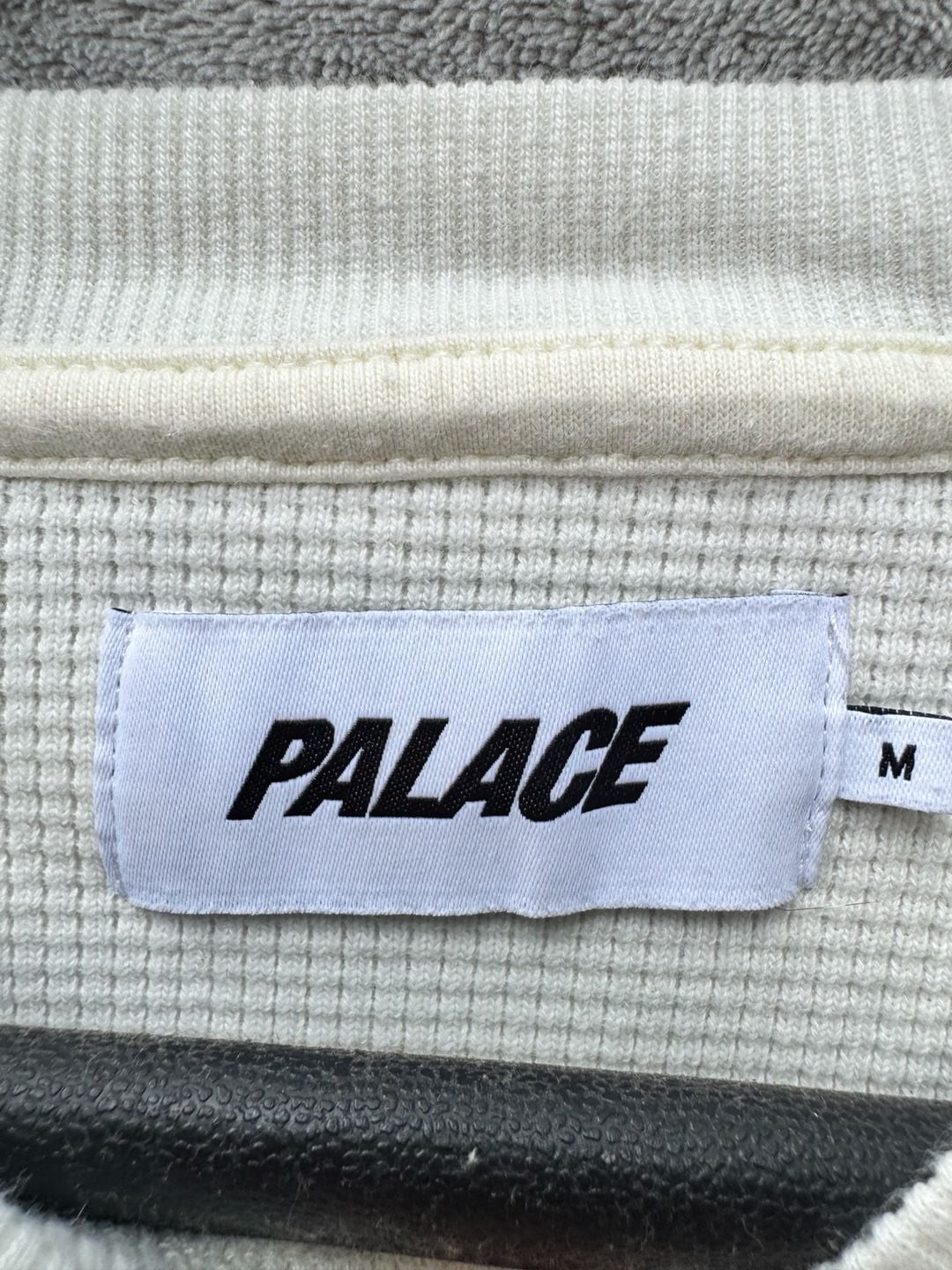 Palace Waffle Longsleeve Spellout Top Soft White/Burgundy gallery