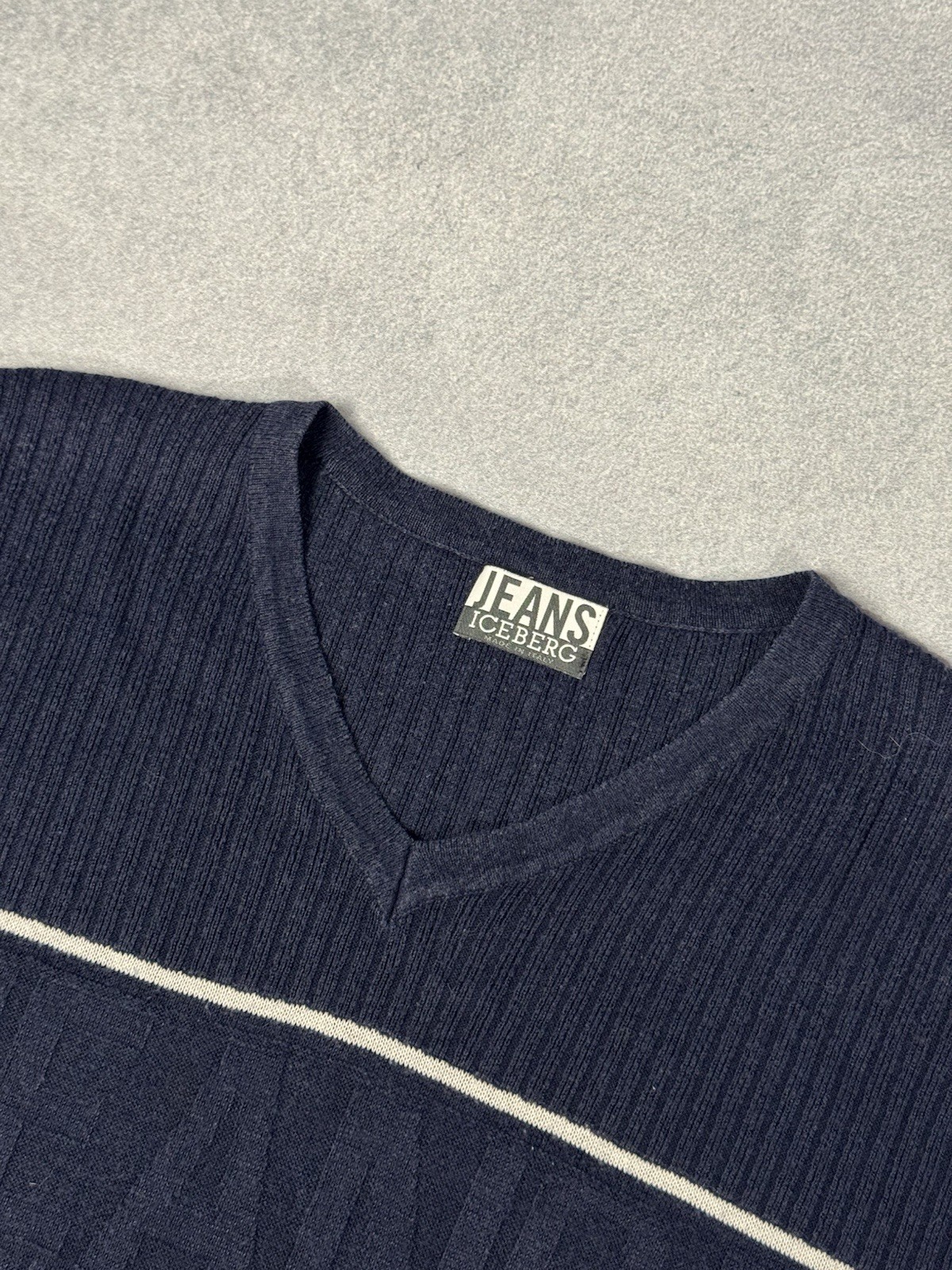 Vintage ICEBERG Jeans T Shirt Knit Blue Short Sleeve Men's Size XL gallery