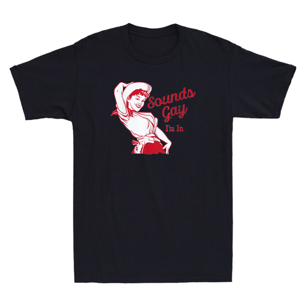 Sounds Gay I'm In Vintage Lesbian Cowgirl Howdy Lesbians Funny Unisex T-Shirt gallery