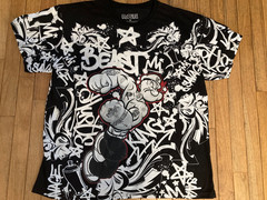 Popeye Black Graffiti T Shirt 2XL Graphic Short Sleeve Street Wear Beast King
