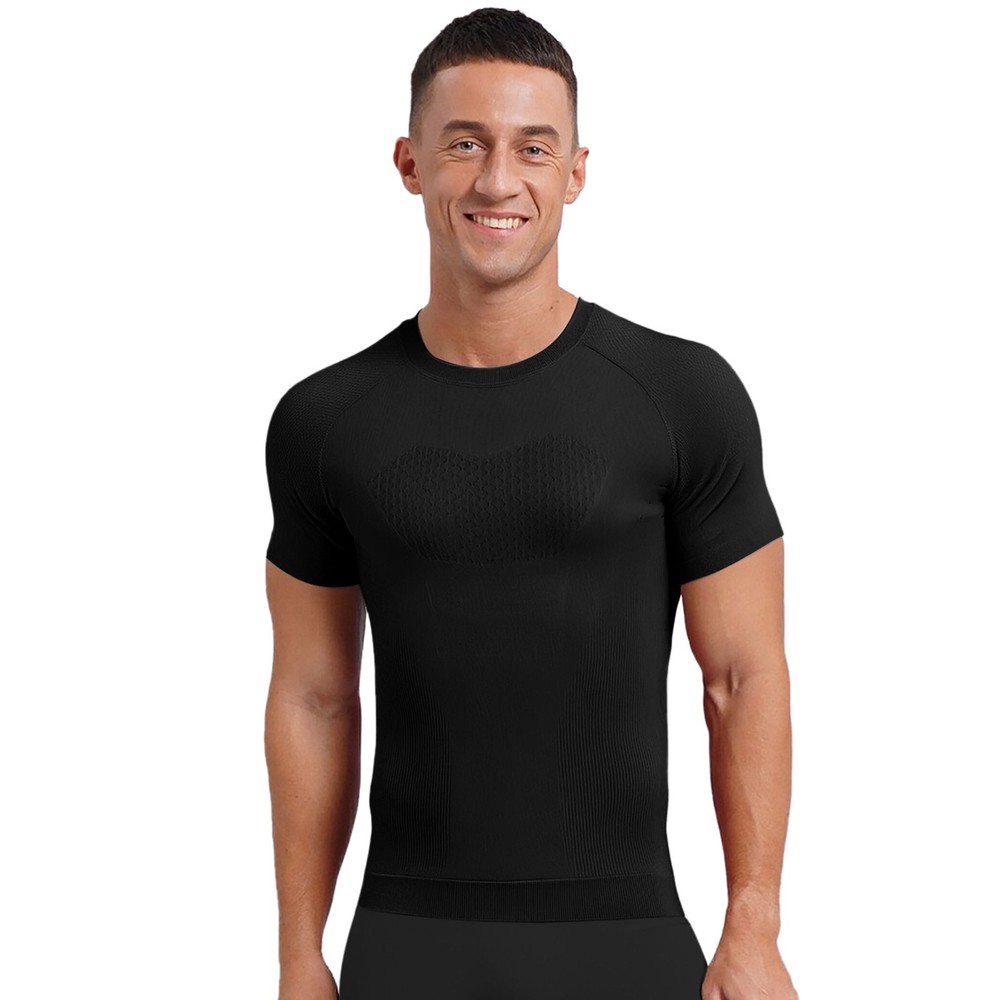 Men T-shirt Muscle Undershirts Quick Drying Shirt Performance Tees Sports Gym