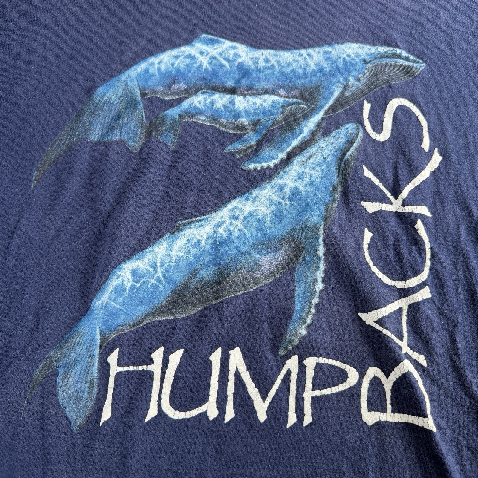 Vintage 90s Humpbacks Whale Ocean T-shirt Dark Navy Blue XL Nature Tee Sea Life gallery