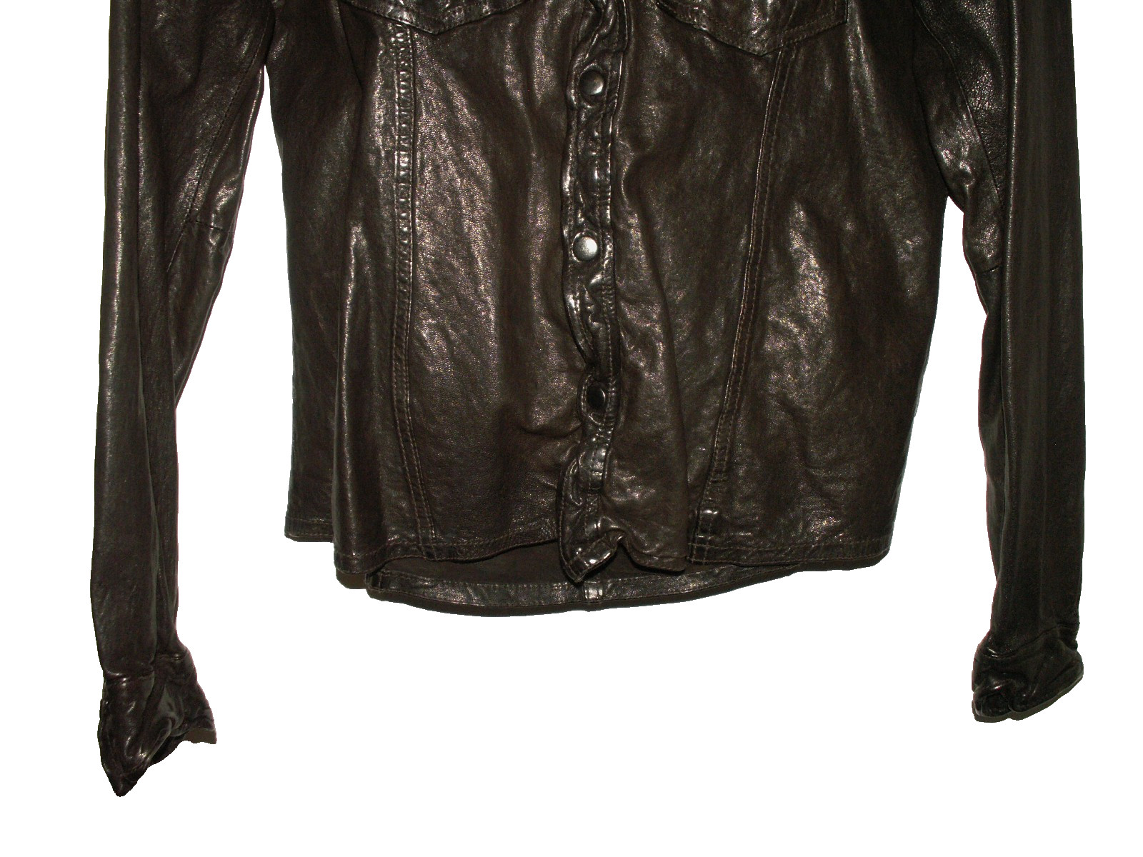 Men's All Saints MCKAY LEATHER SHIRT jacket overshirt L (ref79) £149.99!!!!! gallery