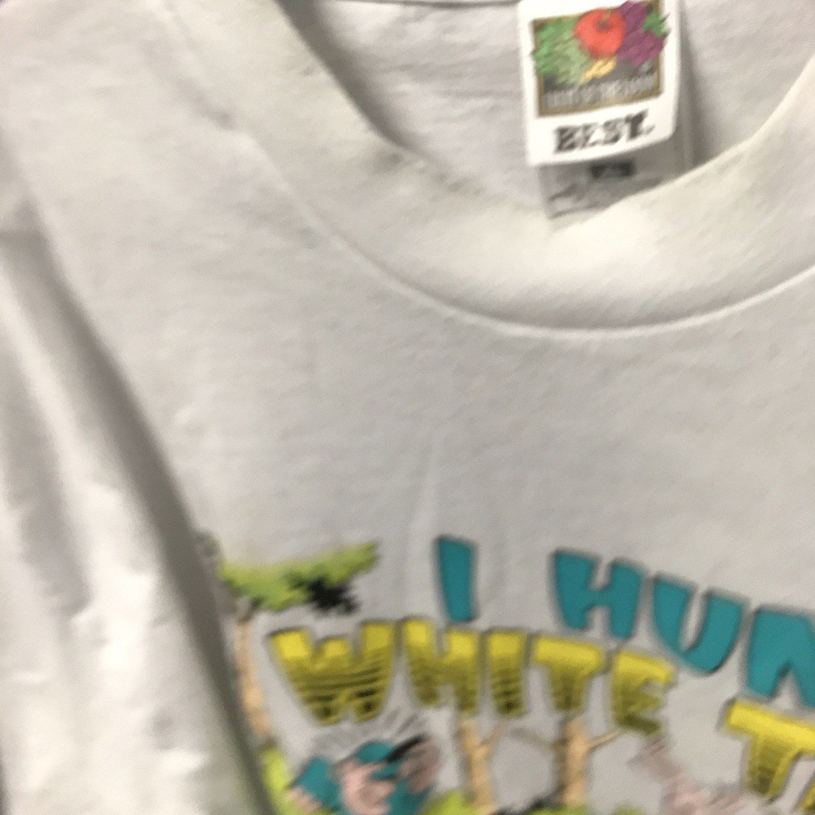 Vtg I HUNT WHITE TAIL ALL YEAR LONG T-SHIRT 1991 PARODY HUNTING DEER FUNNY XL gallery
