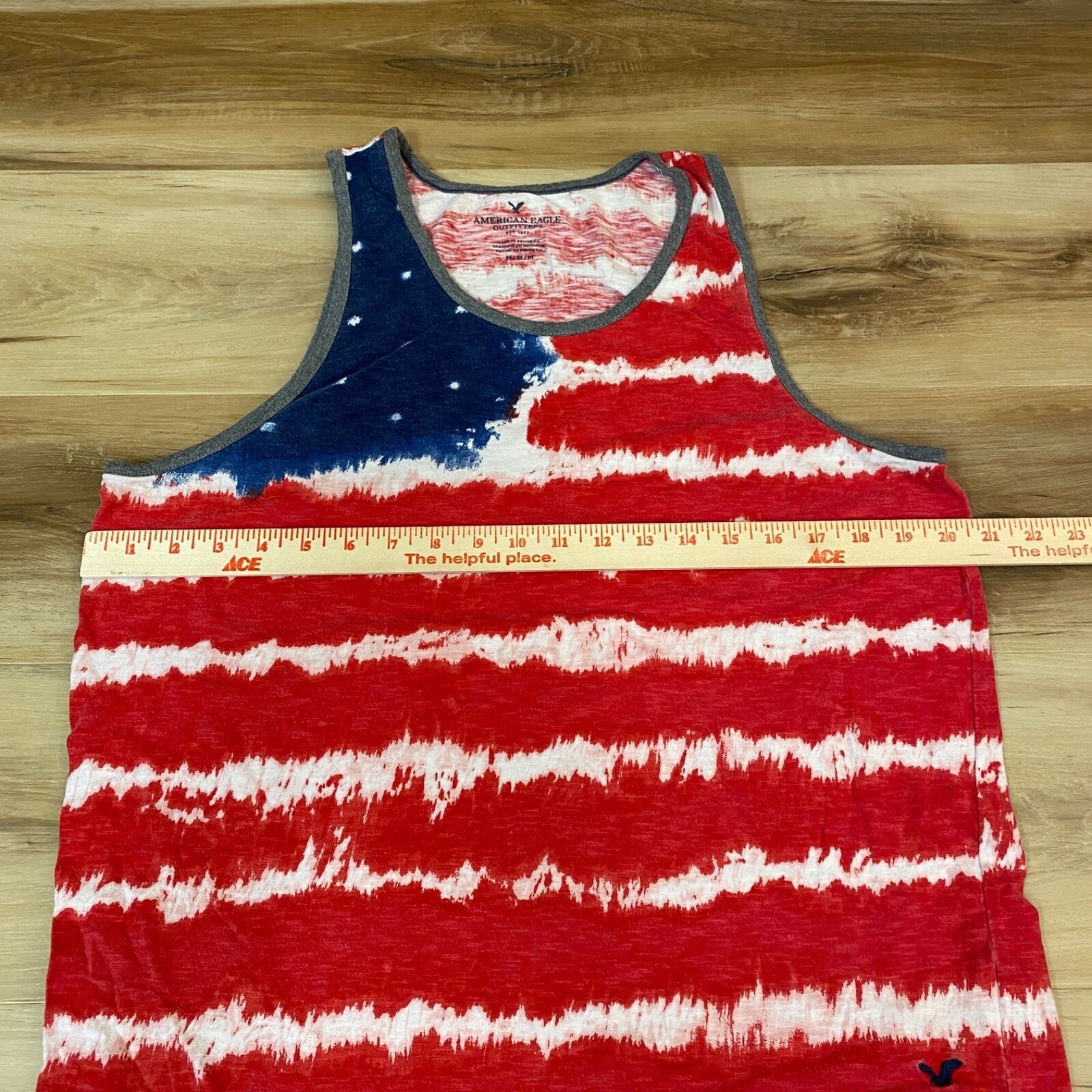 American Eagle Tank Top Mens Medium USA Flag Tie Dye Cotton Heritage Red White gallery