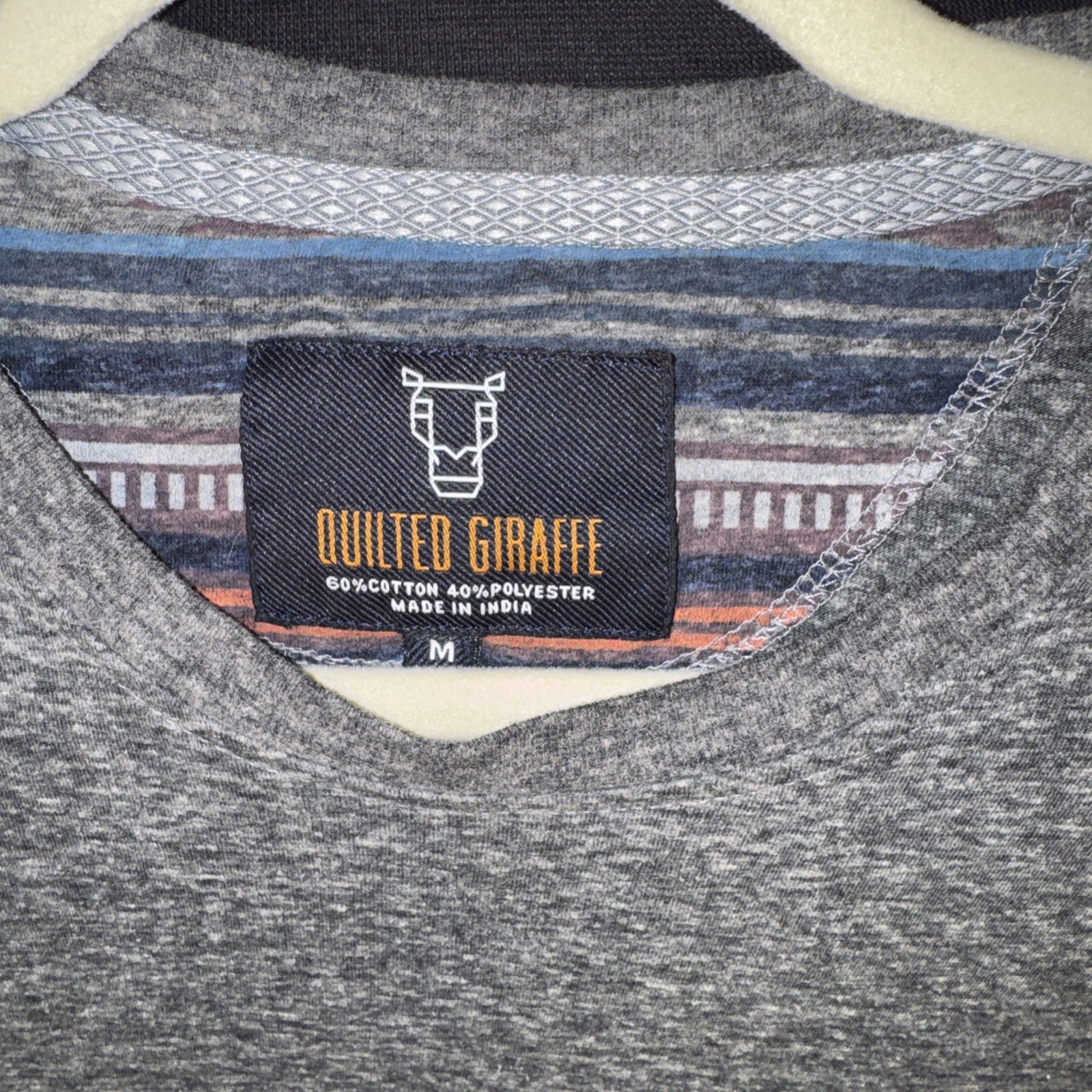 Quilted Giraffe Men’s T Shirt Gray Medium Cotton Blend Made In India gallery