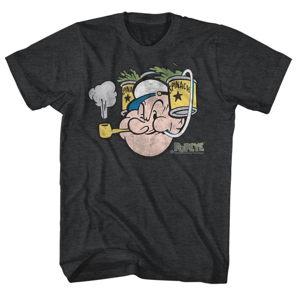 Popeye T-Shirt Sailor Man Original Spinach Licensed New Black Heather SM - 5XL gallery